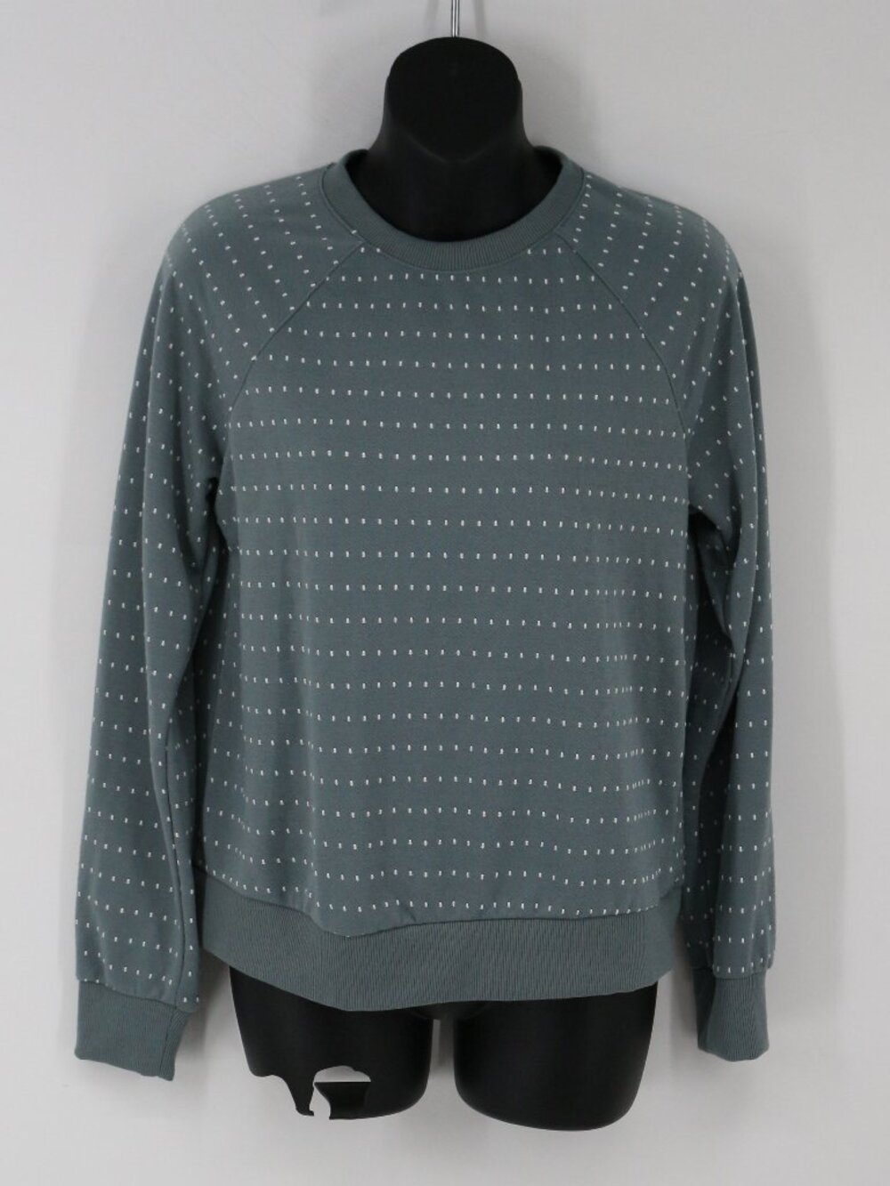 Fit Collective Womens Long Sleeve Blue Polka Dot Top Lightweight Size Small
